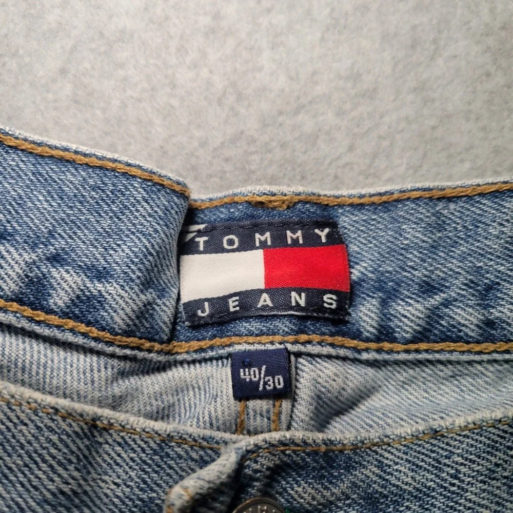 Vintage Tommy Jeans Mens 40x30 Light Wash Relaxed Straight Leg Denim Blue Pants